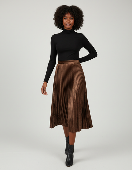 Jupe Longue Velours Plissée Chic