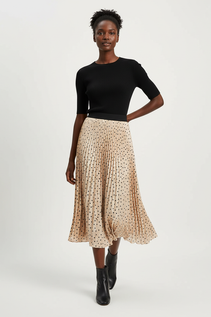 Jupe Longue Plissée À Pois Élégante Tendance Femme