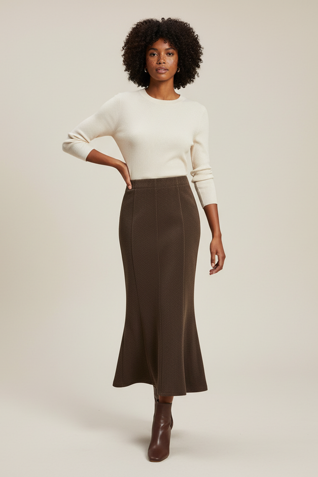 Jupe Longue Marron Sirène Chic