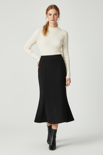 Jupe Longue Noire Sirène Élégante Soirée