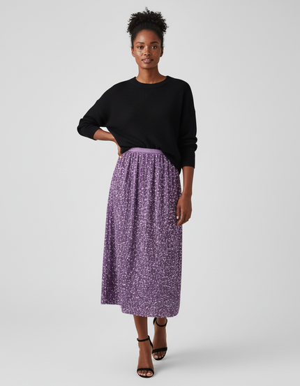 Jupe Longue Plissée À Sequins Élégante