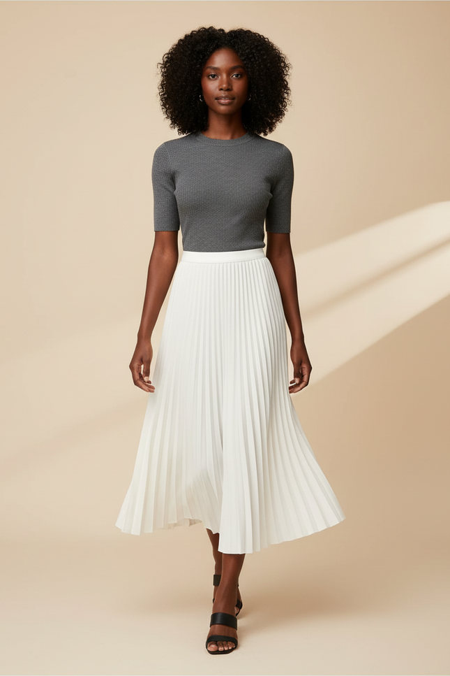 Jupe Plissée Longue Blanche