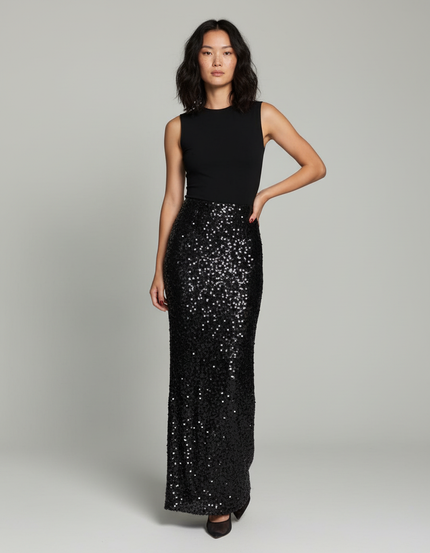 Jupe Longue Noire Paillettes Élégante