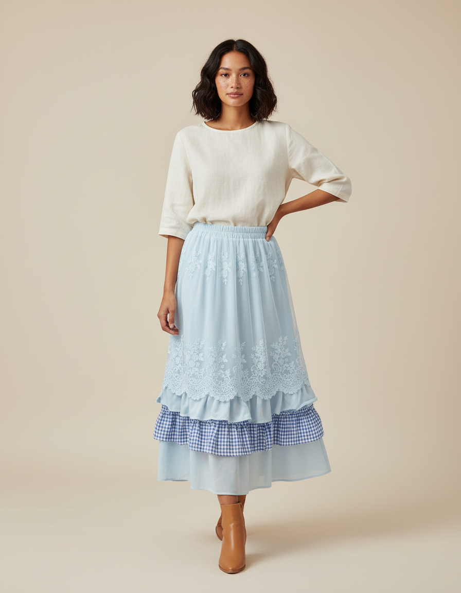 Jupe Longue Tulle Dentelle Bohème