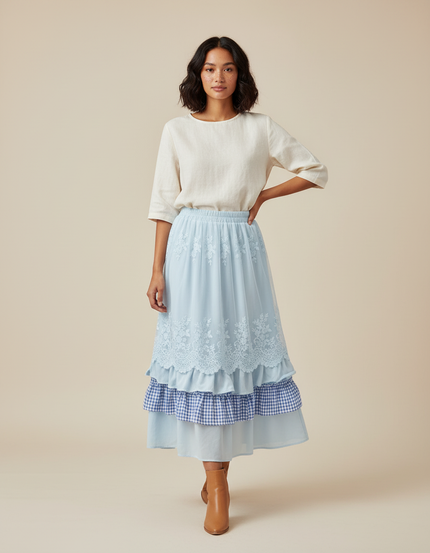 Jupe Longue Tulle Dentelle Bohème