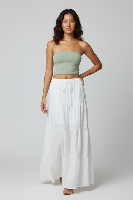 Jupe Longue Blanche Étagée Bohème