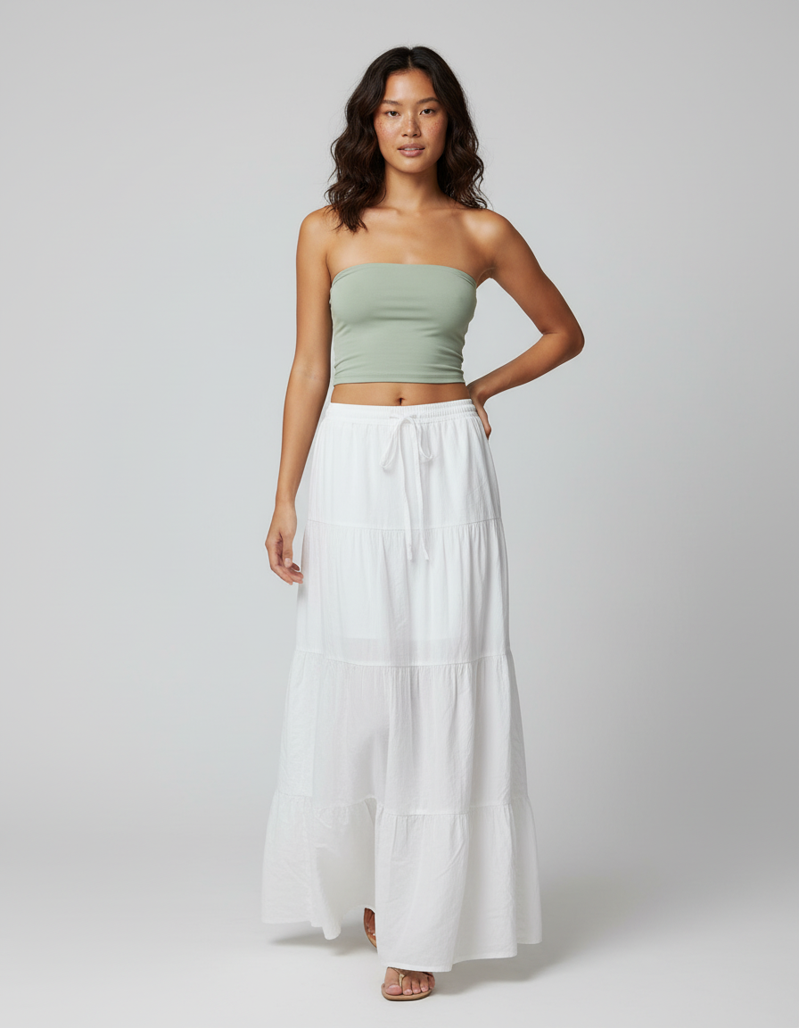 Jupe Longue Blanche Étagée Bohème