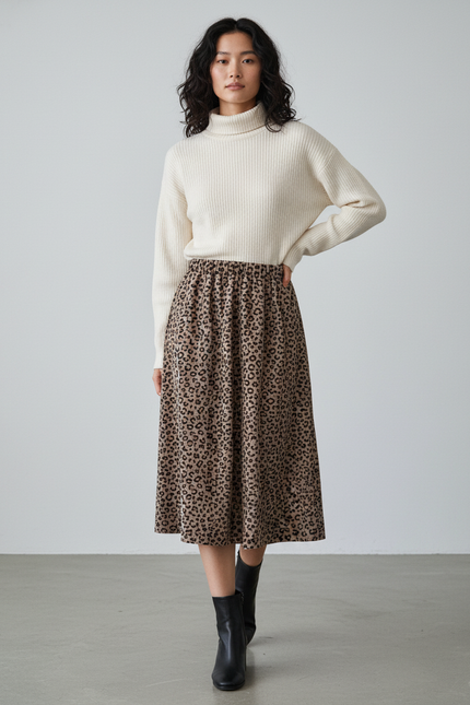 Jupe Longue Droite Léopard Chic