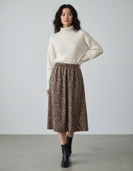 Jupe Longue Droite Léopard Chic