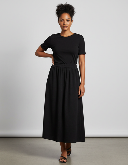 Jupe Longue Noire Évasée Chic Mode