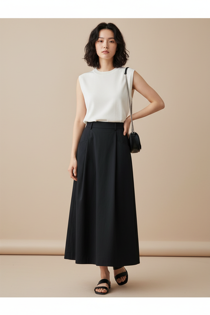 Jupe Mi-Longue Avec Poches