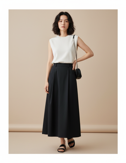 Jupe Mi-Longue Avec Poches