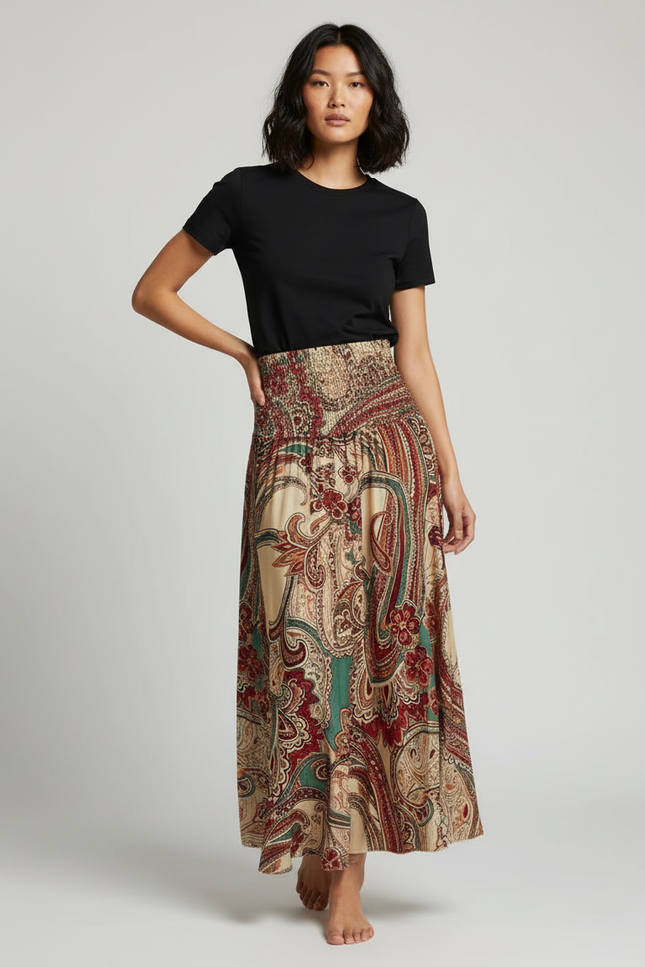 Jupe Longue Imprimé Floral Bohème Femme