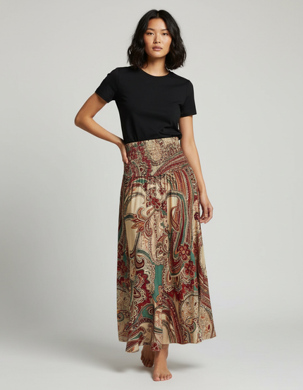 Jupe Longue Imprimé Floral Bohème Femme