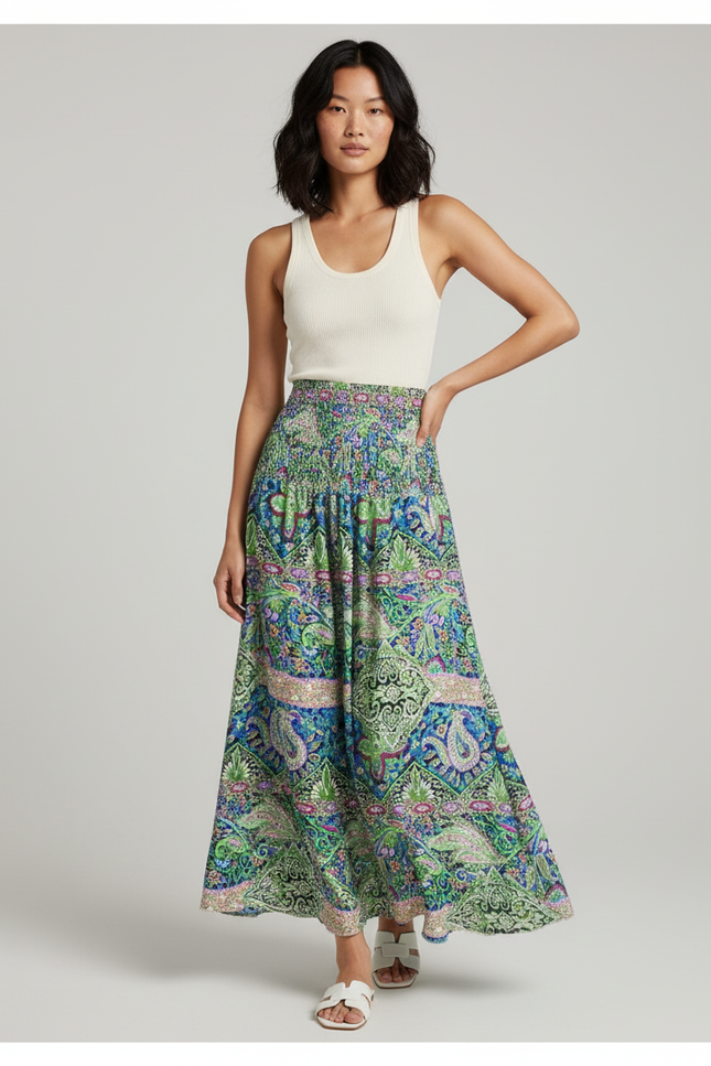 Jupe Longue Imprimée Florale Bohème Femme