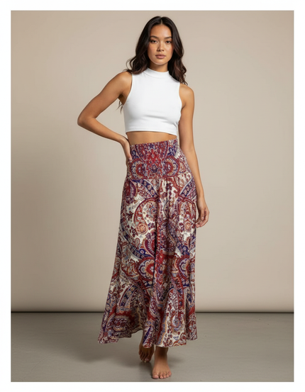 Jupe Longue Fluide Imprimée Bohème Chic