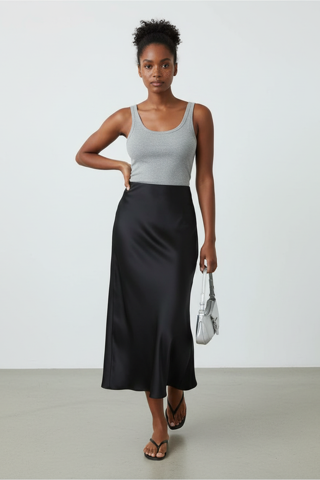 Jupe Mi-Longue Noire