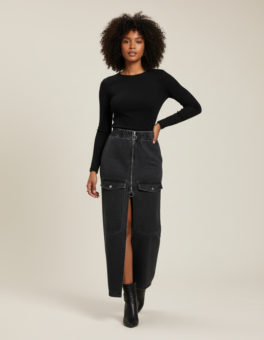 Jupe Jean Longue Noire