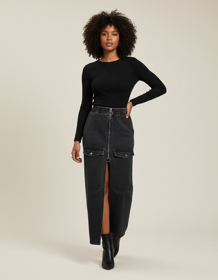 Jupe Jean Longue Noire