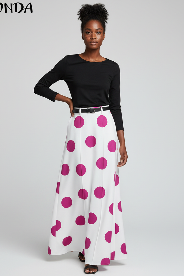 Jupe Longue À Pois Fluide Bohème