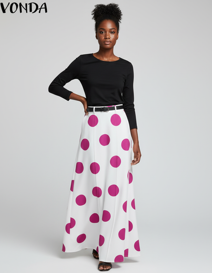 Jupe Longue À Pois Fluide Bohème