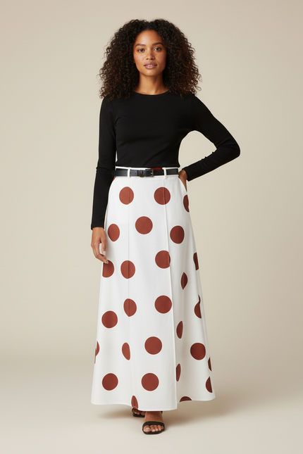 Jupe Longue À Pois Fluide Bohème Femme