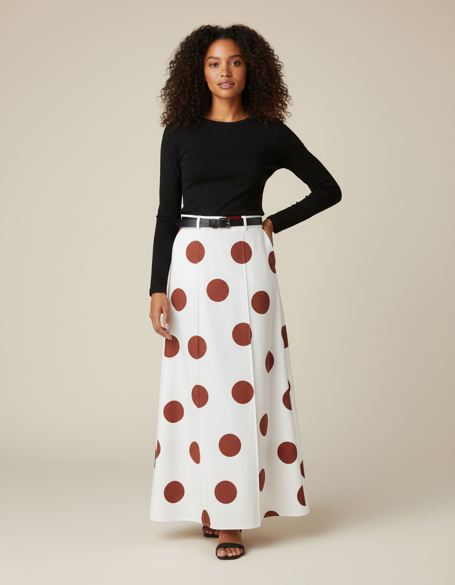 Jupe Longue À Pois Fluide Bohème Femme