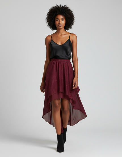 Jupe Longue Asymétrique Dentelle Fluide