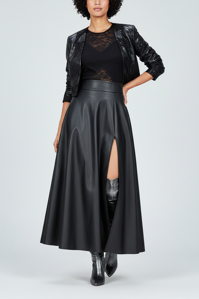 Jupe Mi-Longue Avec Fente