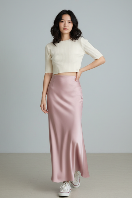 Jupe Longue Rose Poudree