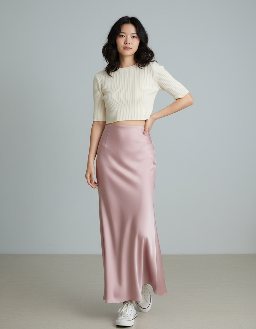 Jupe Longue Rose Poudree