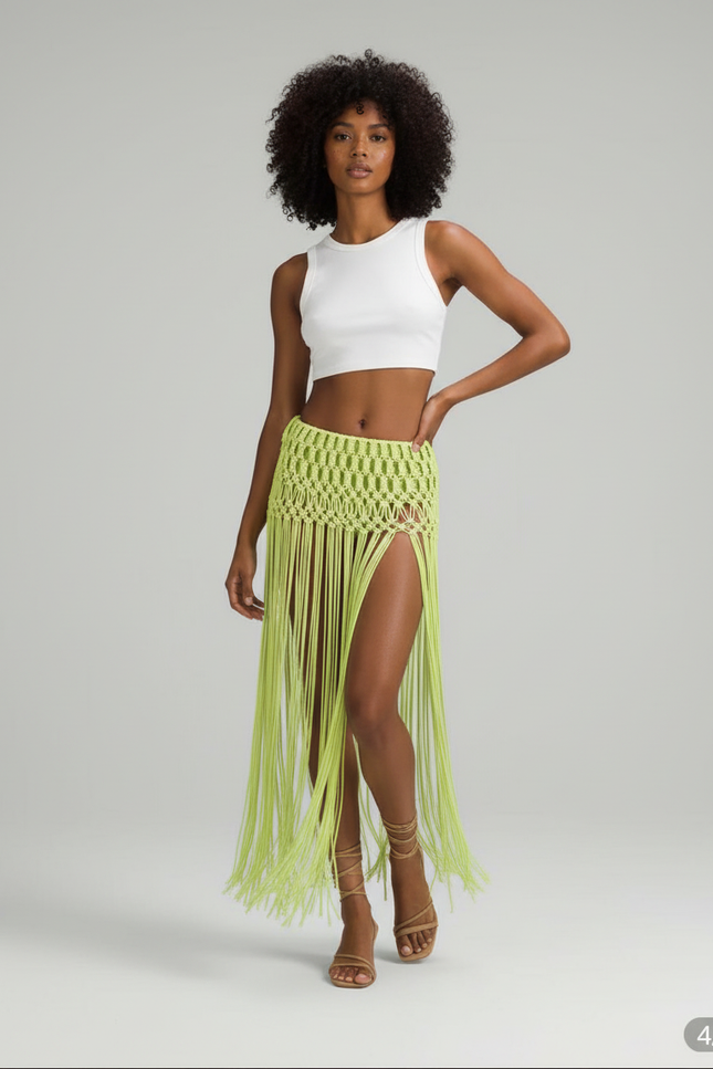Jupe Longue Crochet Franges Sexy