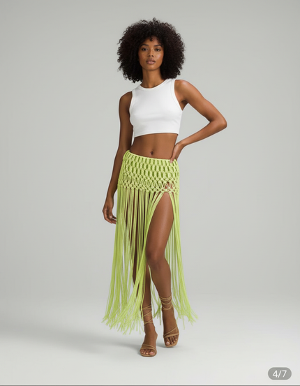 Jupe Longue Crochet Franges Sexy