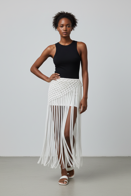 Jupe Longue Crochet Franges Bohème