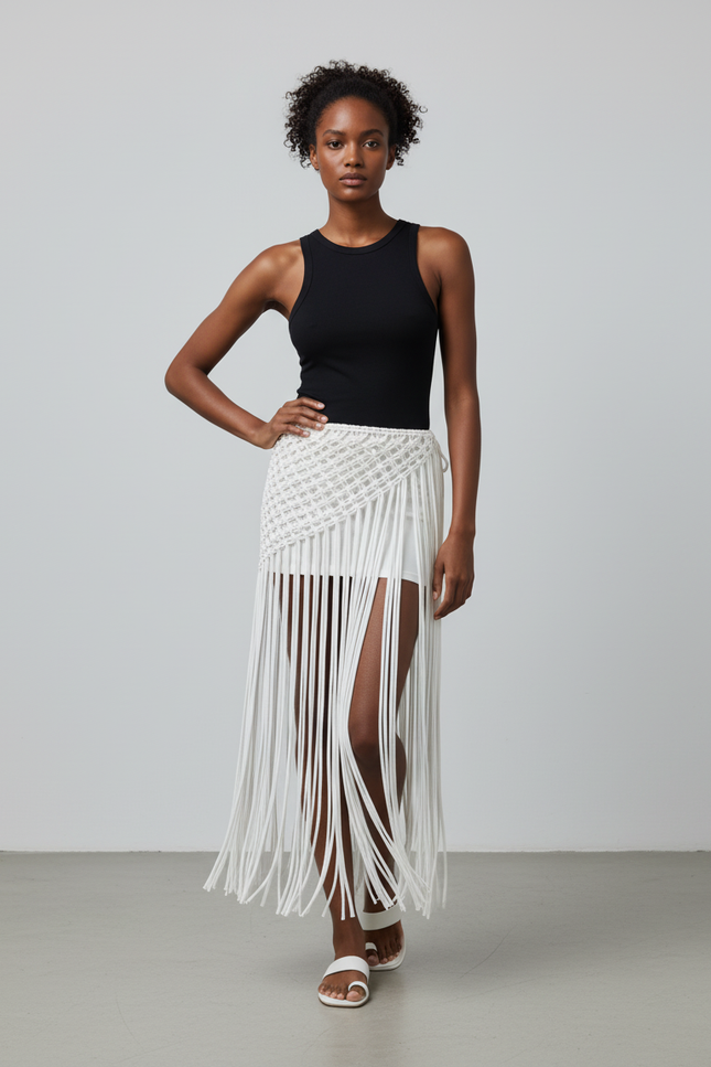 Jupe Longue Crochet Franges Bohème