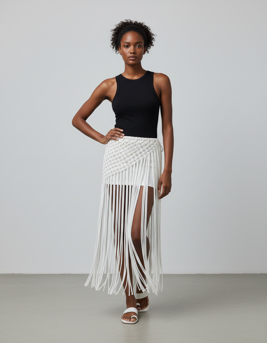 Jupe Longue Crochet Franges Bohème