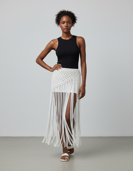 Jupe Longue Crochet Franges Bohème