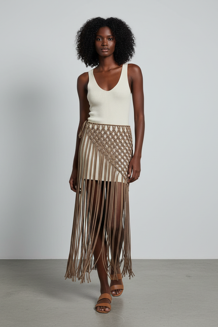 Jupe Longue Crochet À Franges Bohème