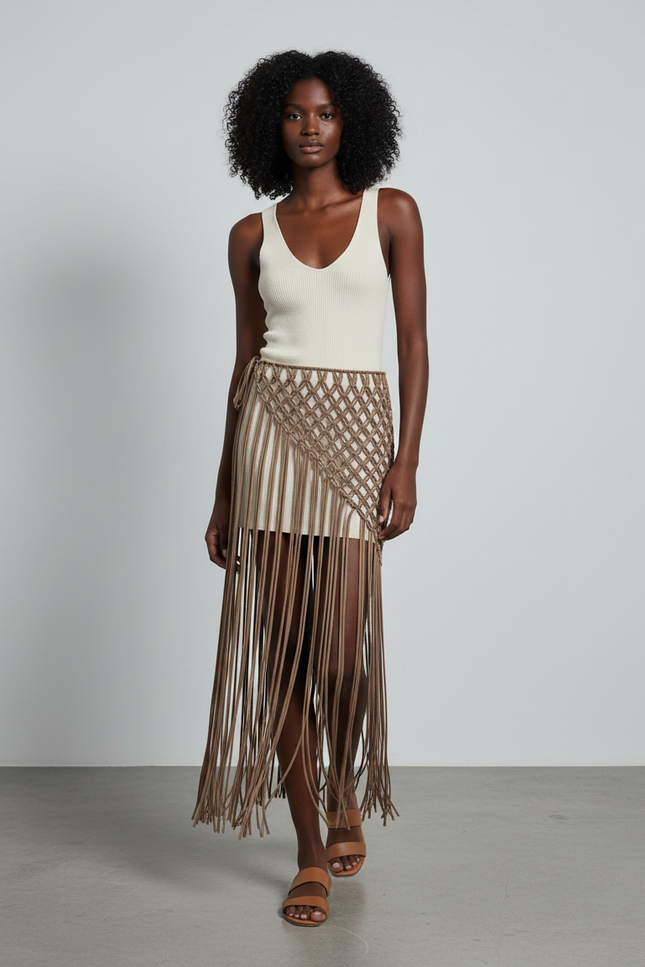 Jupe Longue Crochet À Franges Bohème