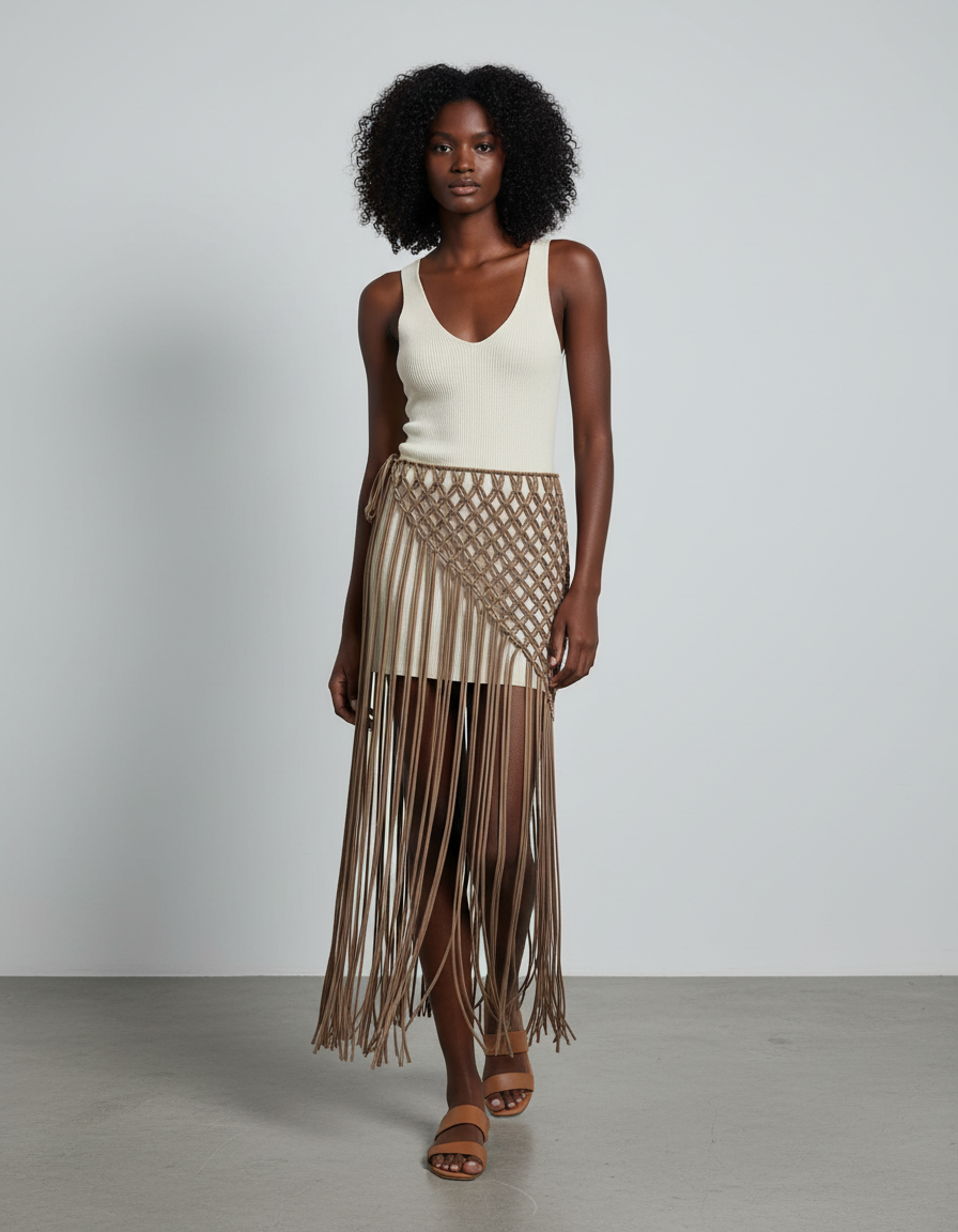 Jupe Longue Crochet À Franges Bohème