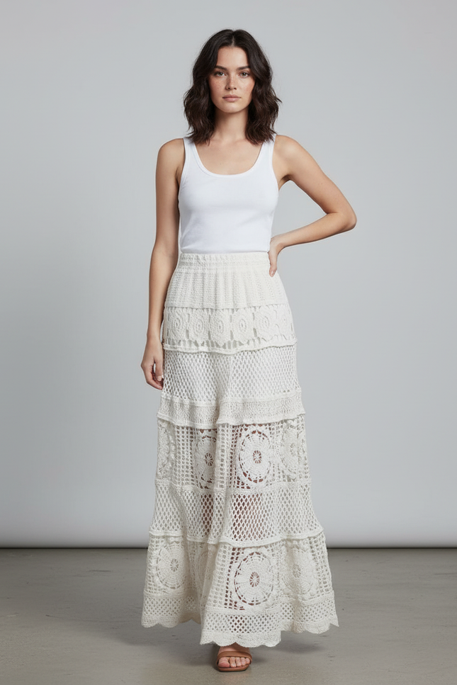Jupe Longue Crochet Florale Bohème