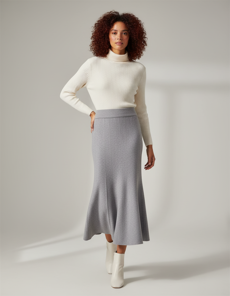 Jupe À Godets Mi-Longue