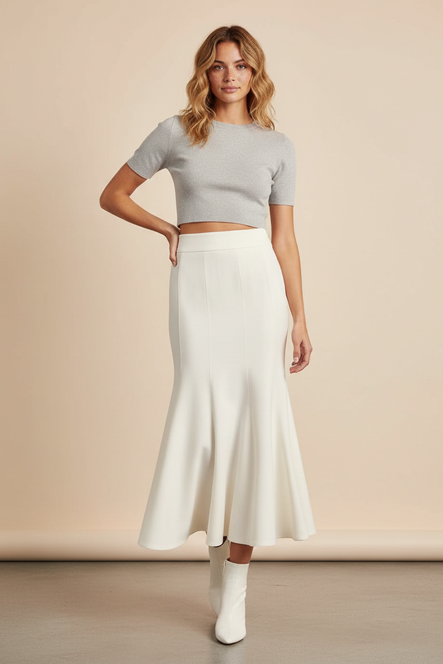 Jupe Longue Écru Sirène Élégante