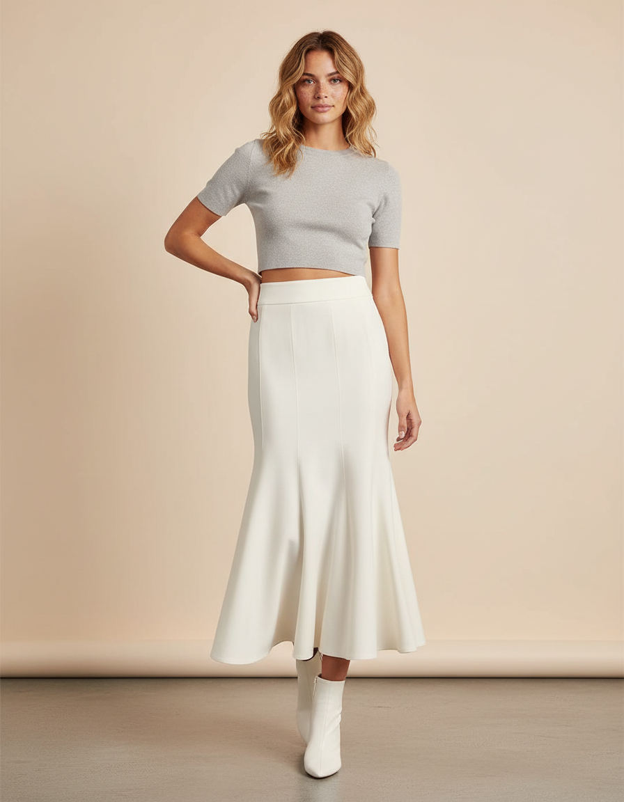 Jupe Longue Écru Sirène Élégante