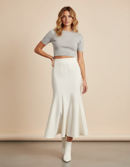 Jupe Longue Écru Sirène Élégante