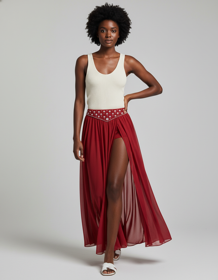 Jupe Longue Rouge Fendue