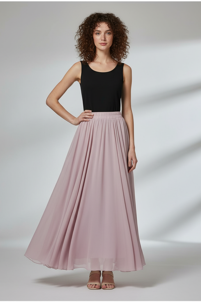 Jupe Longue Rose Poudré Fluide Élégante