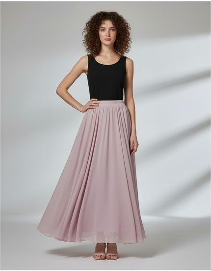 Jupe Longue Rose Poudré Fluide Élégante