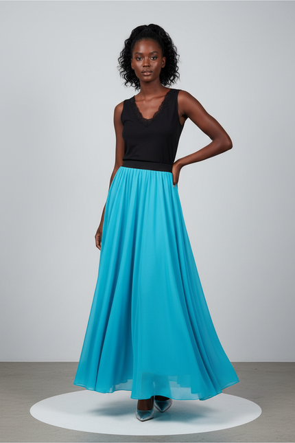 Jupe Longue Turquoise Fluide Chic