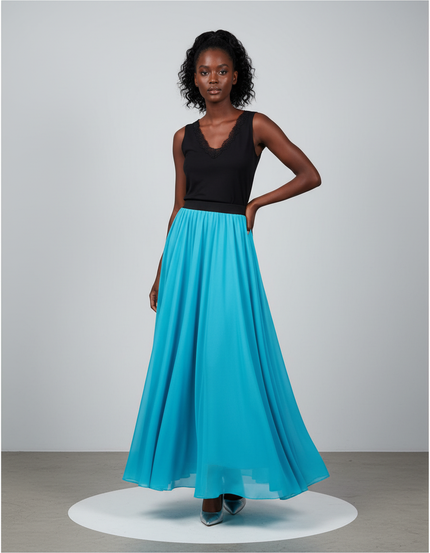 Jupe Longue Turquoise Fluide Chic